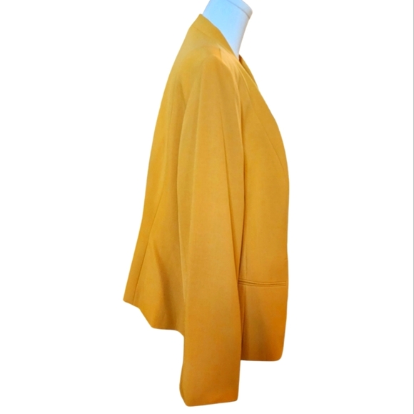 Nipon Boutique Mustard Yellow Open Front Blazer – Chic Workwear Layer Size 18W - Picture 4 of 8